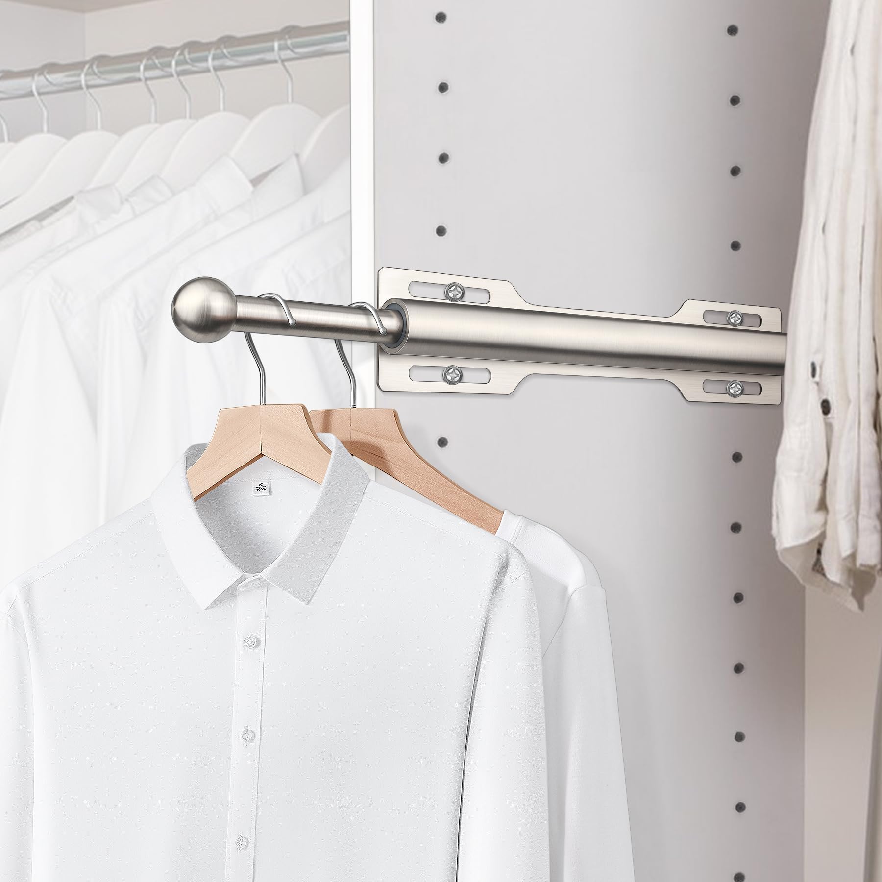 FIRJOY 12 Valet Rod for Closet Pull Out (1 Pack, Brushed Nickel)