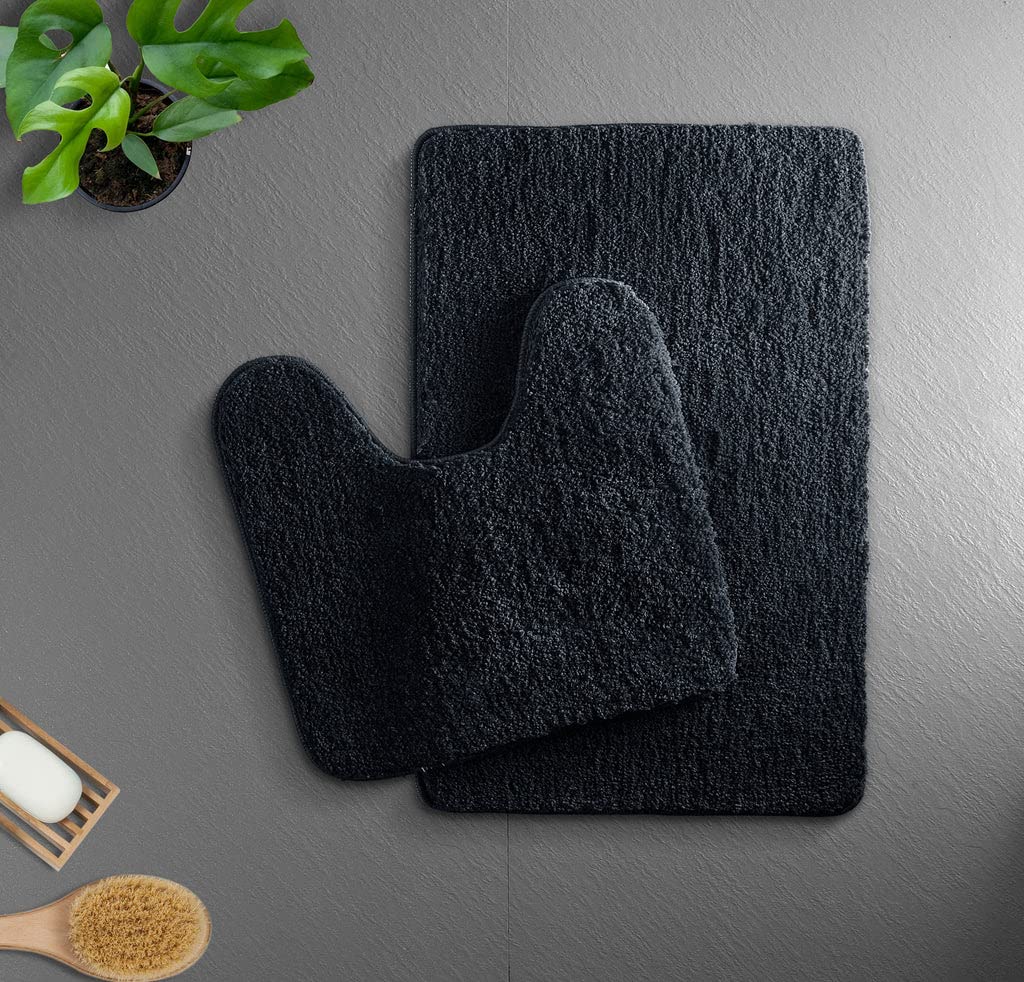 MAA HOME CONCEPT (40x60 cm 40X50 Solid 1500 GSM A20 Microfiber Solid Black Contour Mat Super Absorbent/AntiSkid for Bathroom/Be