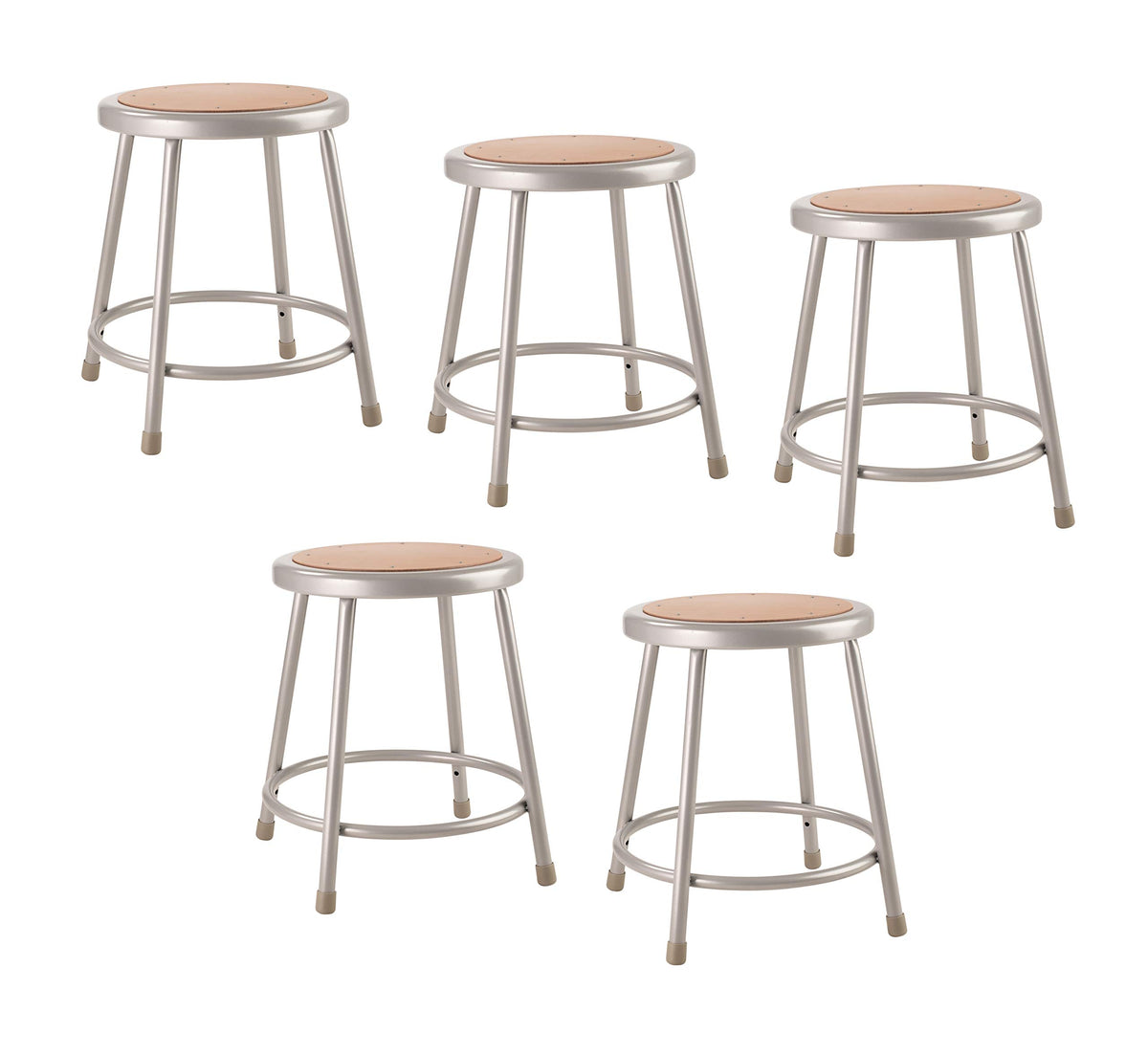 National Public Seating (5 Pack) 18" Heavy Duty Steel Stool, Grey