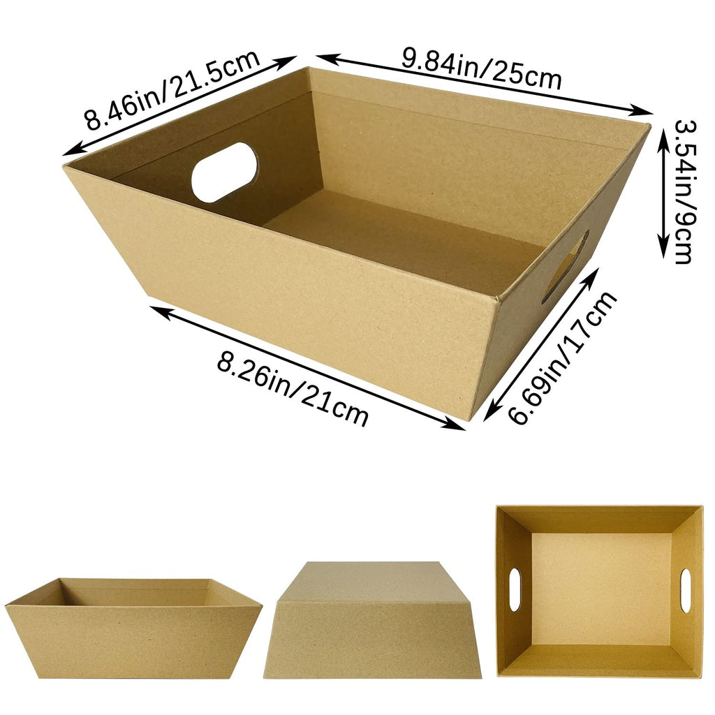 Funsky Baskets For Gifts Empty, 5 Pcs Sturdy Diy Bulk Gift Basket Kraft Market Tray Cardboard Basket With Handles, Gift Basket K