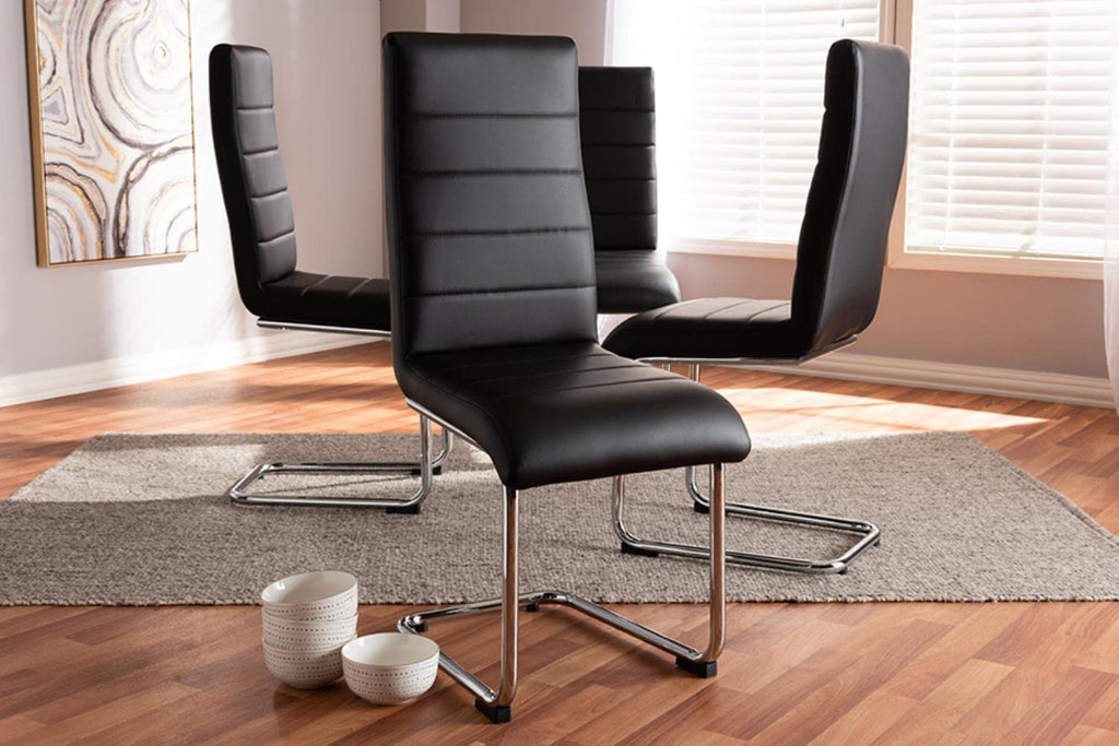 Baxton Studio Marlys Modern and Contemporary Black Faux Leather Upholstered Dining Chair