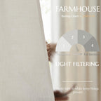 Jinchan Burlap Look Curtains 63 Inches Long Linen Textured Curtains For Living Room Light Filtering Farmhouse Curtains Rod Pocke