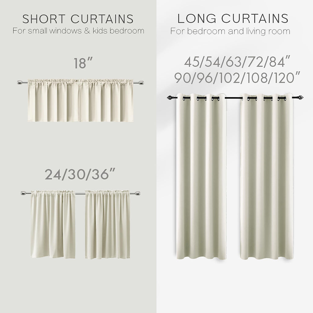 Koufall Kitchen Curtains Cafe Curtain Tiers Short Blackout Small Curtains For Bathroom Window Wide 34 X 30 Length Cream White Beige