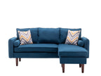 Lilola Home Mia Blue Sectional Sofa Chaise with USB Charger & Pillows