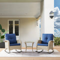 Hummuh Patio Wicker Rocking Chairs Set Of 2 Rattan Outdoor Rocking Chairs For Front Porch Garden Backyard Lawn Balcony Weather Rocker Chair With Side Table