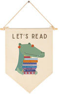 Lets Read-Cute Crocodile Wall Decor Gifts for Baby Boys Girls Kids-Canvas Hanging Flag Pennant Banner Wall Decor Gifts for Clas