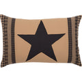 Vhc Brands, Black Check Star, Cotton, 14X22, Patch Pillow, Black