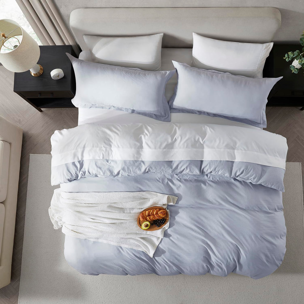 Nestl Ice Blue California King Duvet Cover Sets - Soft Prewashed Cal King Duvet Cover, 3 Piece, With Zipper Closure, 1 Duvet Cover 104X98 Inches And 2 Pillow Shams - No Comforter
