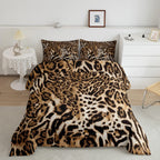 Feelyou Leopard Print Comforter Set Cheetah Print Bedding Set for Kids Boys Girls Wild Animal Print Comforter Leopard Fur Quilt 