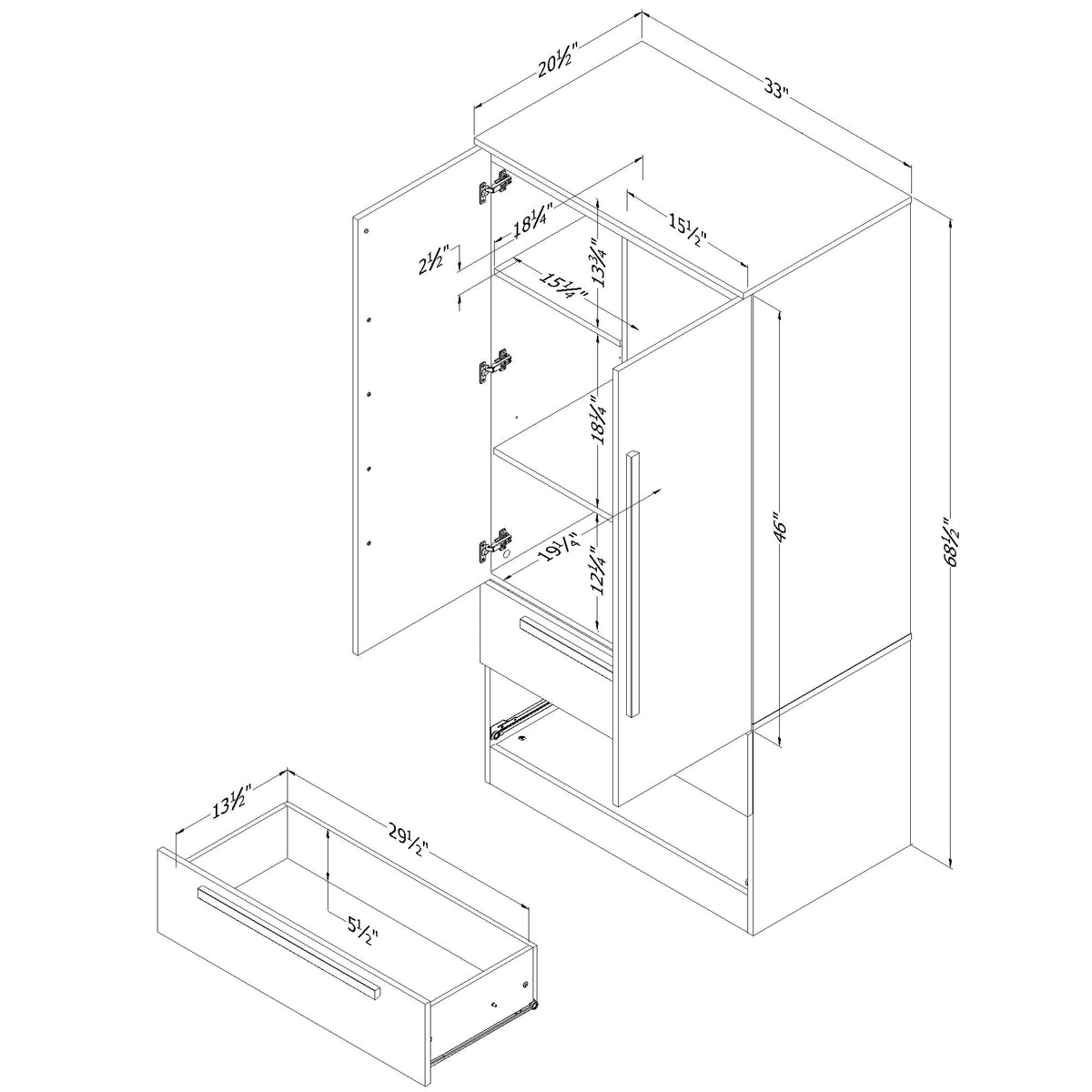 South Shore Furniture Haven 2-Door Armoire with Drawers, Bleached Oak