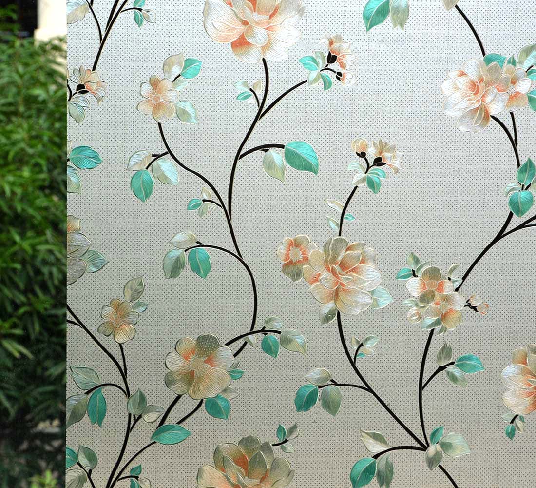 VSUDO Window Privacy Film, Decorative Stained Glass Window Film, Frosted Window Tinting Film for Home, House Door Glass Window T
