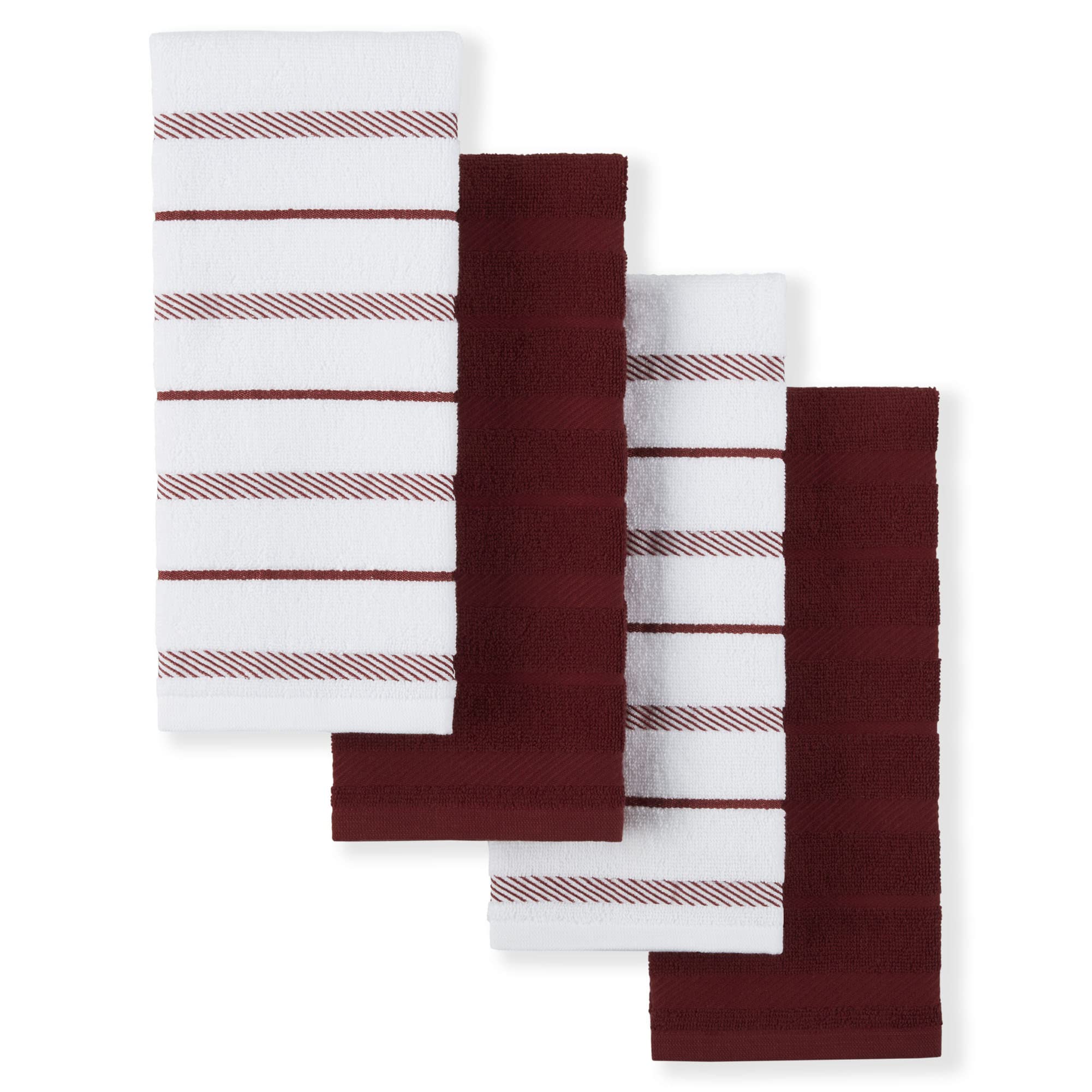 KitchenAid Albany Kitchen Towel 4-Pack Set, Smoked Paprika Red/White, 16x26