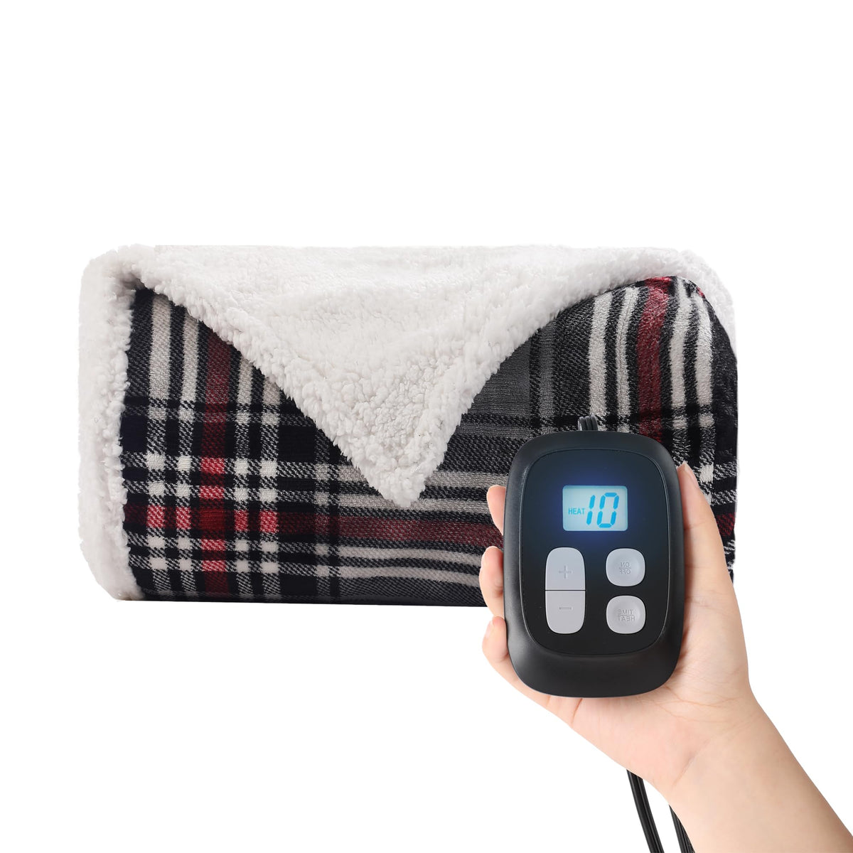 Heated Blanket Electric Blanket Full Size 72x84 with 10 Heating Levels, 12 Hour Auto Shut Off, Machine Washable, Flannel & S