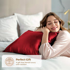 Pure Bedding Satin Pillowcase 2 Pack - Queen Size (20''X30'', Burgundy) - Silky Pillow Cases For Hair And Skin - Satin Pillow Co