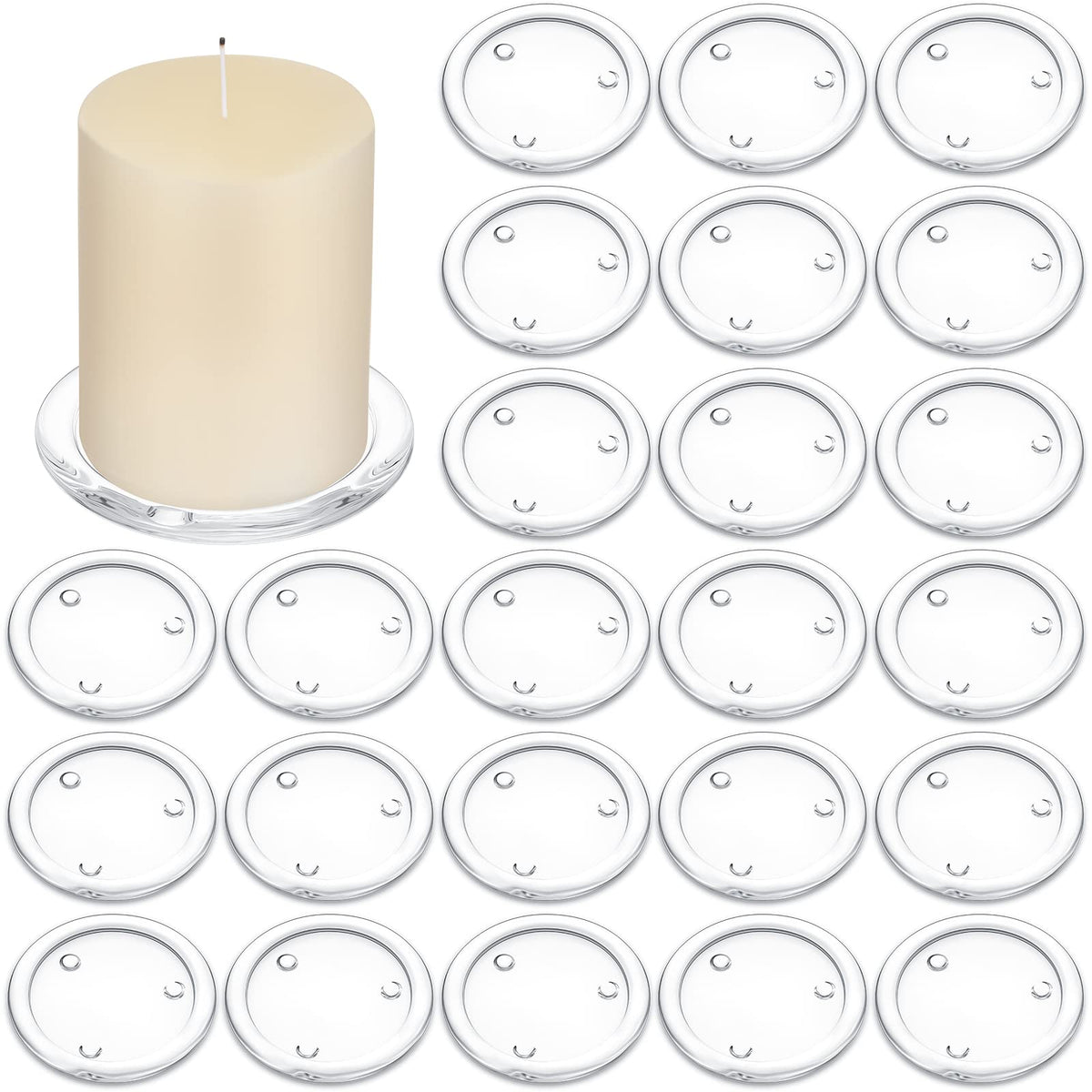 Clear Glass Pillar Candle Holder Plates 4 Inch Round Glass Candle Plate Small Flat Candle Tray for Dining Table Centerpiece Wedd