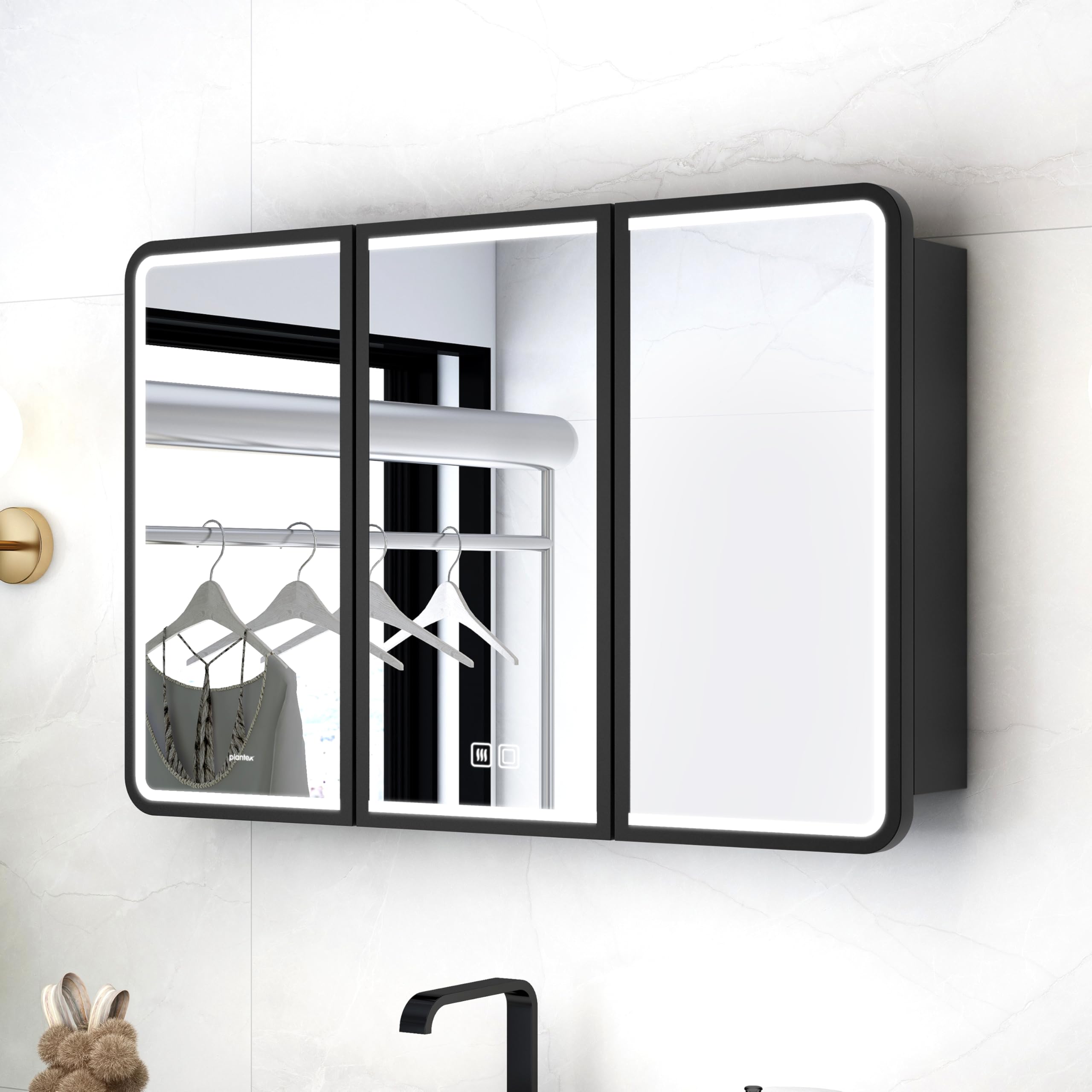 Plantex 304 Stainless Steel Bathroom Cabinet With Mirror/Led Mirror Cabinet For Wall/Triple Door Bathroom Cabinet Storage/Bathro