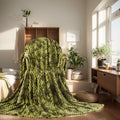 Richave Fleece Throw Blanket,Premium Lightweight Anti-Static 50X60 Inches Travel Size 3D Clouds Stylish Jacquard Throw Blanket For Winter, Tie-Dye Olive Green