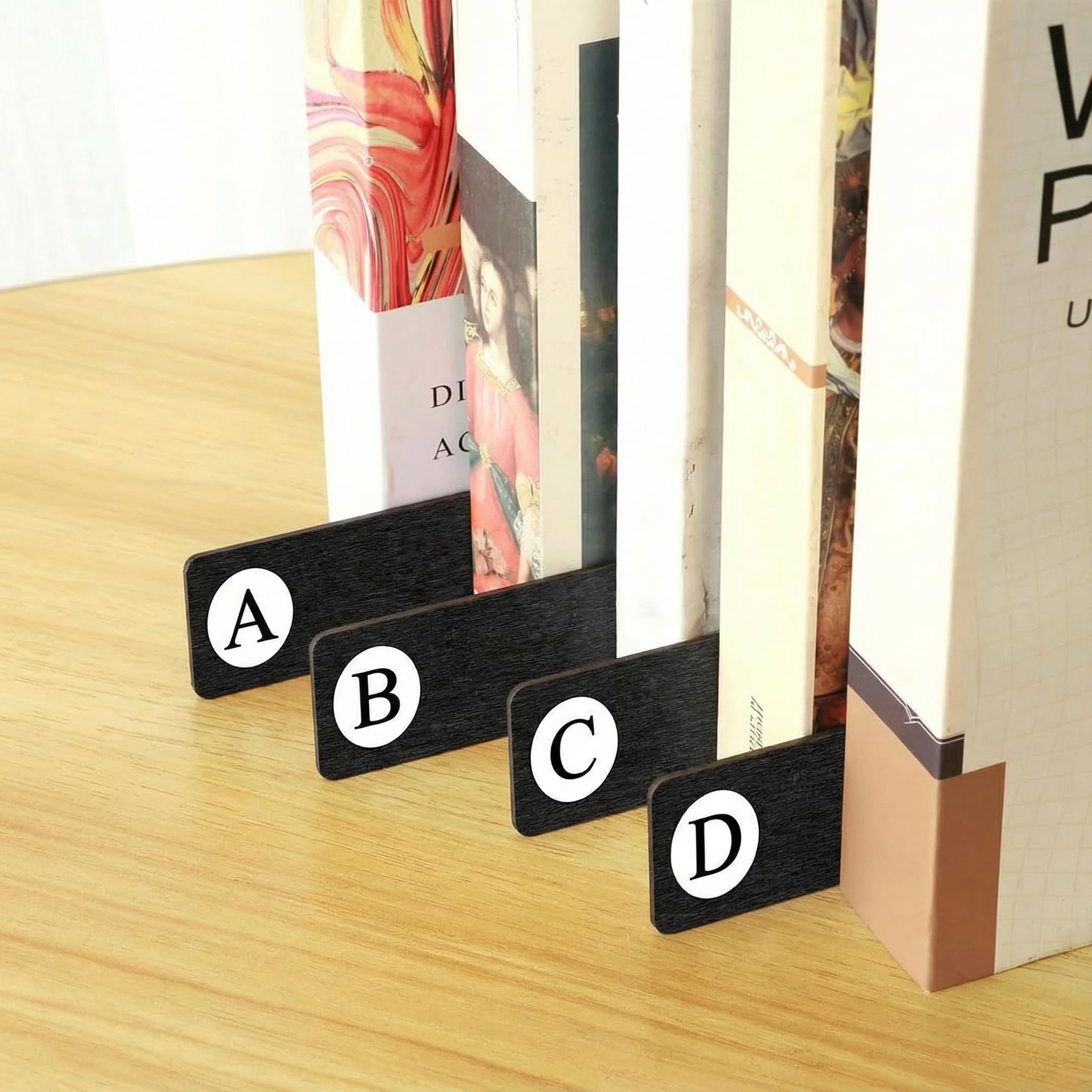 Chivertion 26 Pcs Library Alphabet Book Dividers Wooden Vinyl Record Organizer Separators 26 Alphabetical A-z Dividers Bookshelf