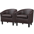 Topeakmart Accent Chair, Modern And Comfy Faux Leather Barrel Upholstered Club Chair With Wooden Legs For Living Room Bedroom, S