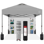 Best Choice Products 10X10Ft Easy Pop Up Canopy W/Side Wall, 10 Pockets, Portable Carrying Case, 1-Button Setup, 4 Weight Bags - Silver