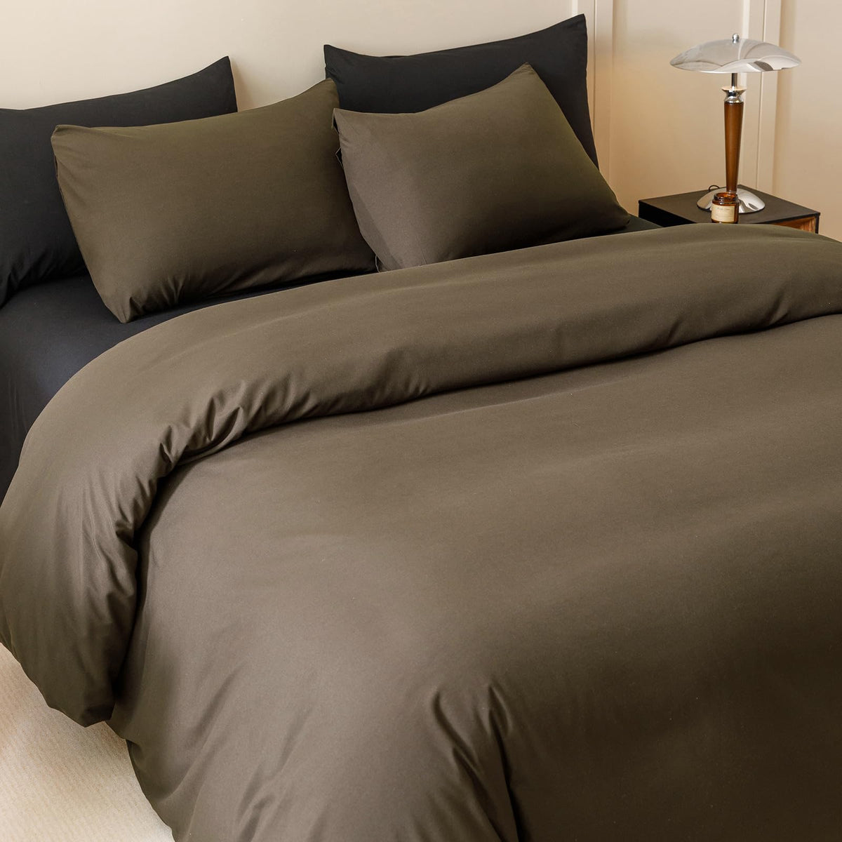 Clothknow Mocha Coffee Comforter Set Twin 3Pcs Brown Bedding Comforter Sets Chocolate Brown Comforter Soft Dark Brown Comforter