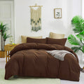 KAREVER Brown 3Pcs Bedding Set (Twin) - Chestnut Brown Comforter, Solid Pattern, All Season, Cotton Surface, Lightweight, Fade-R