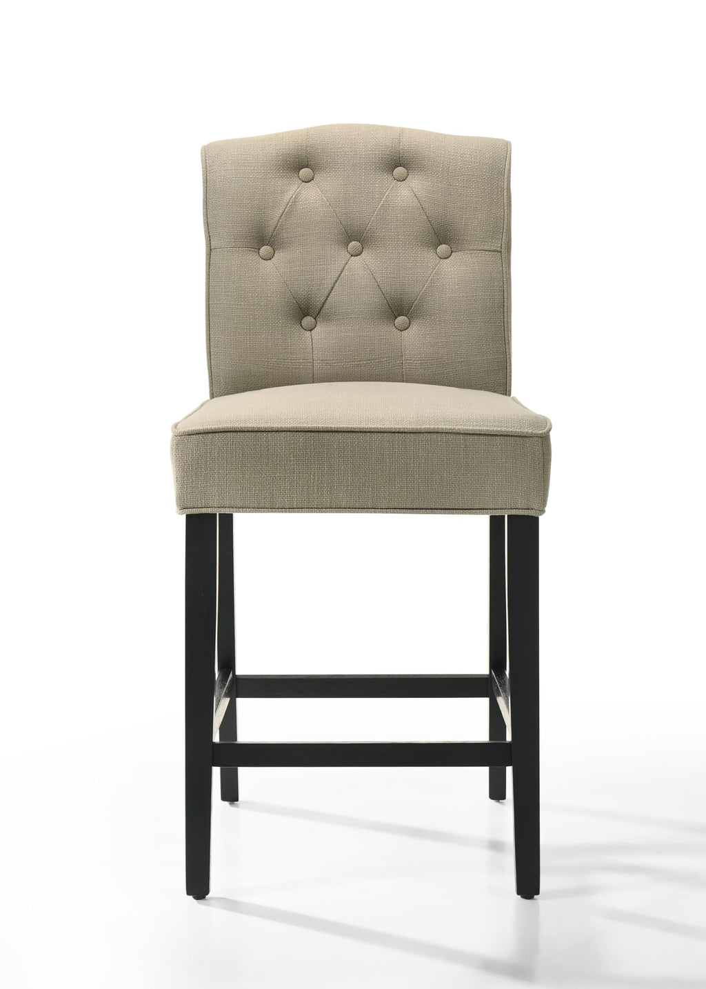 LILOLA LIVING Jasper Set of 2 Beige Fabric Counter Height Chairs with Black Finish Legs