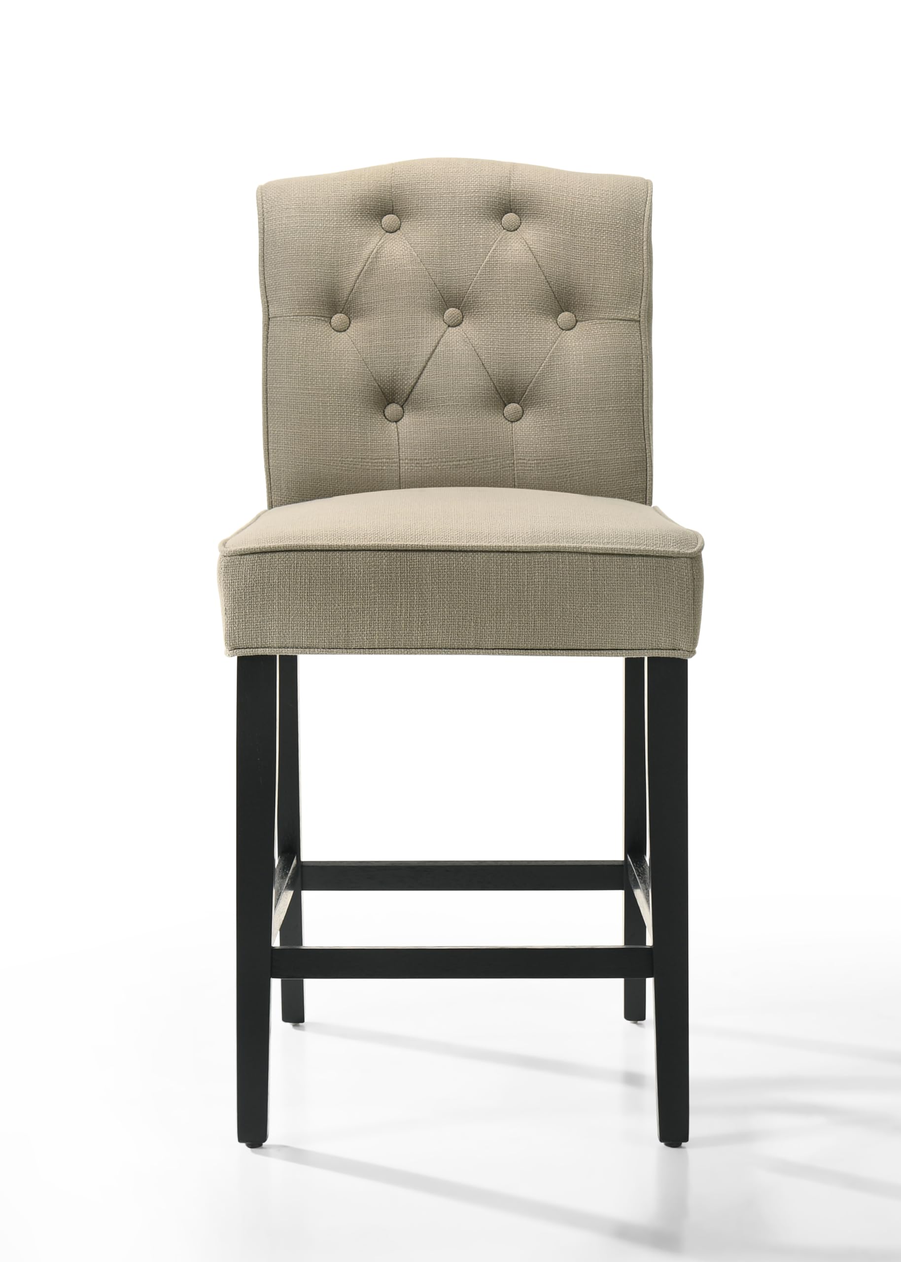 LILOLA LIVING Jasper Set of 2 Beige Fabric Counter Height Chairs with Black Finish Legs