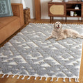 SAFAVIEH Moroccan Tassel Shag Collection Area Rug - 9 x 12, Grey & Ivory, Contemporary Design, Ideal for High Traffic Areas in