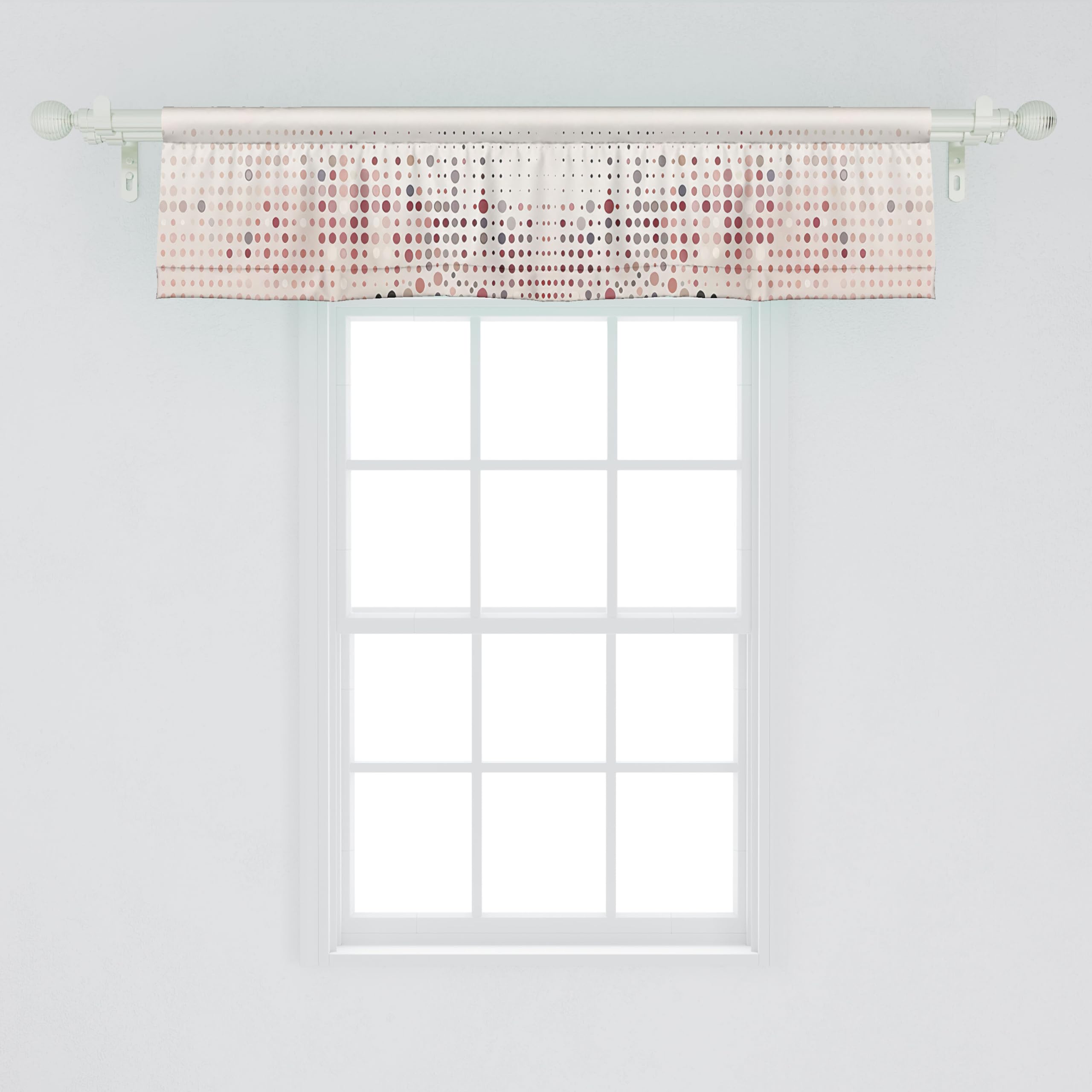 Ambesonne Polka Dot Window Valance Pack Of 2, Surreal Composition Of Dreamy Spots Art Modern Pastel Abstract Rounds, Rod Pocket Curtain Valances Kitchen Bedroom, 54' X 12',Blush Lilac And Eggshell