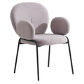 Celestial Series Boucle Dining Arm Chair, Black Frame with Grey Fabric
