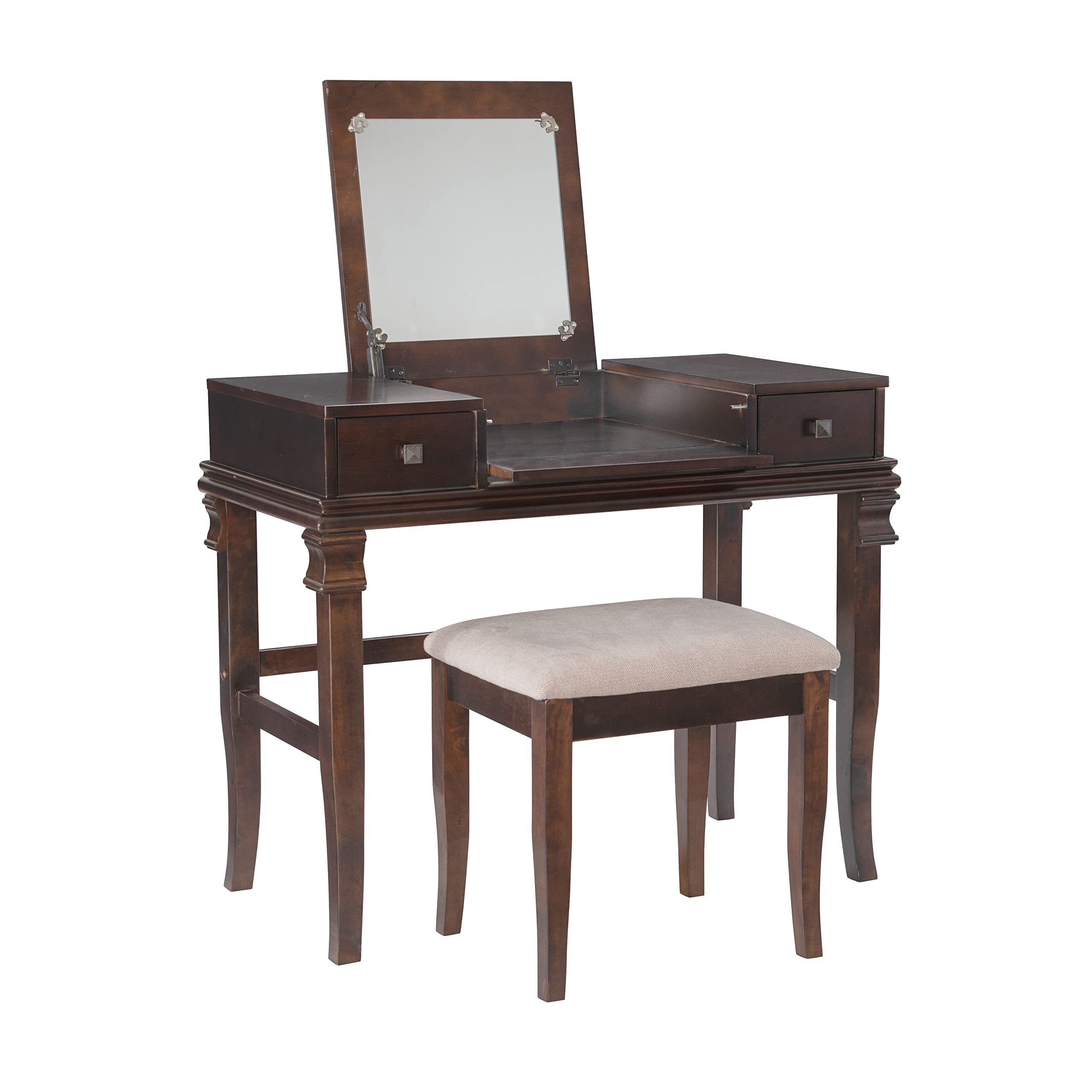 Linon Angela Walnut Vanity Set,30 x 36 x 18