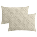 Jellymoni 2 Pack Cream Grey Pillowcases Standard Size, Soft Microfiber Geometric Tufted Pillow Covers With Envelope Closure (Pil