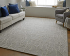 HomeRoots 511852 8 x 11 ft. Taupe & Ivory Wool Abstract Hand Tufted Handmade Stain Resistant Rectangle Area Rug