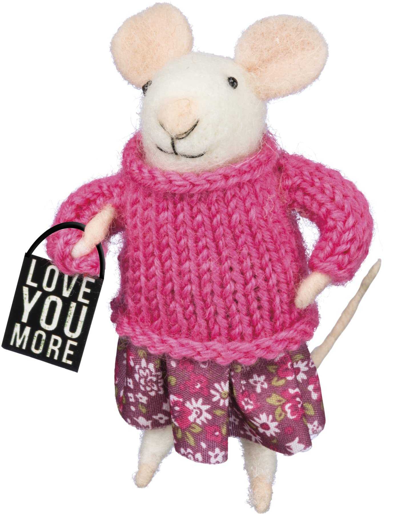Primitives by Kathy 33570, Box Sign Mouse - Love You More, 4 Inches Tall Multi
