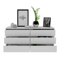 FM FURNITURE Seul Six Drawer Double Dresser - White. for Bedroom