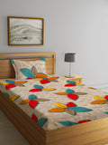 Home Sizzler 210 Tc Microfiber 3D Floral Multi Single Bedsheet With 1 Pillow Cover