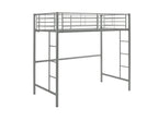 Walker Edison Silver Metal Twin Over Loft Bunk Bed Twin Size Bedframe With Ladder