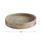 Creative Co-Op Paulownia Wood Hand Carved Tray