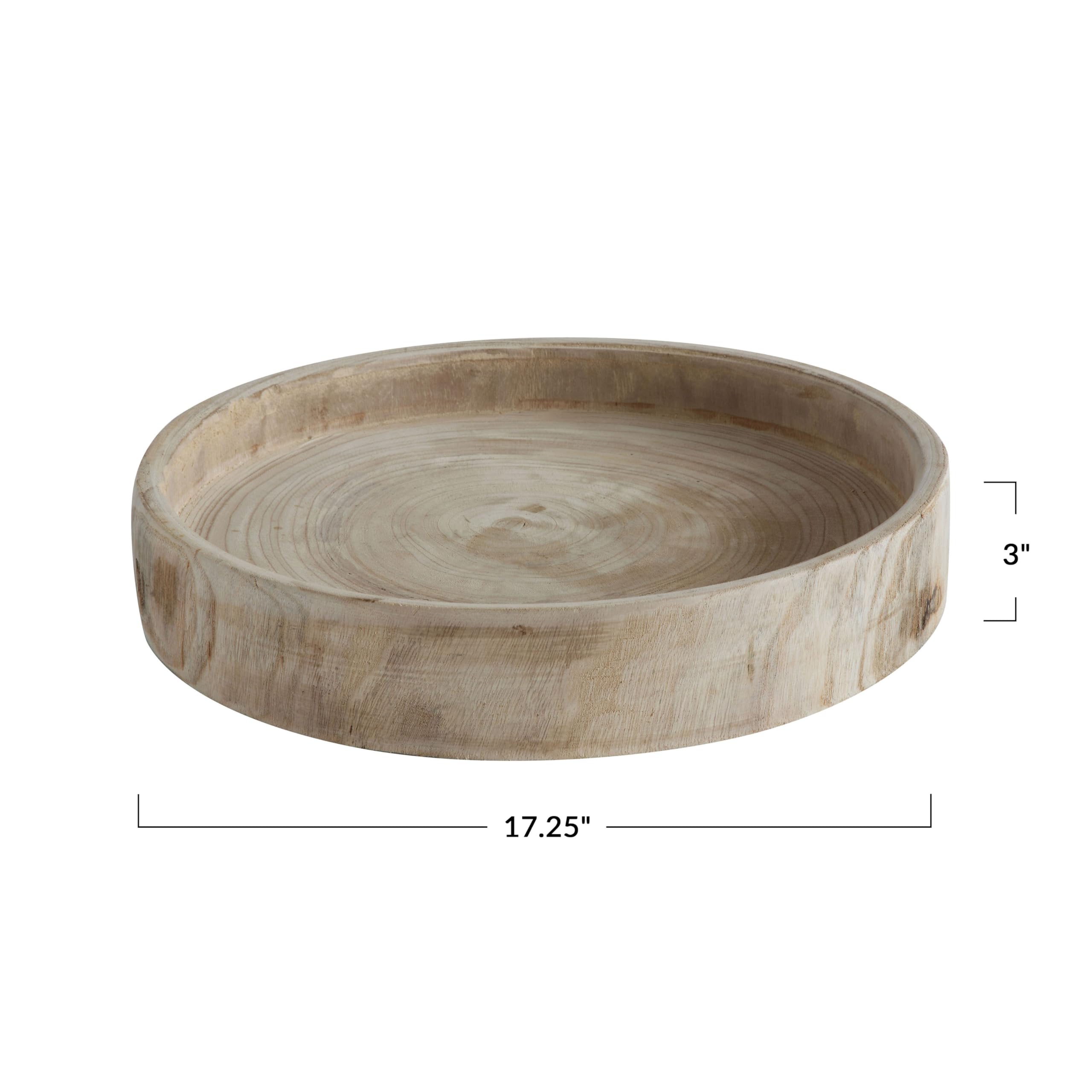 Creative Co-Op Paulownia Wood Hand Carved Tray