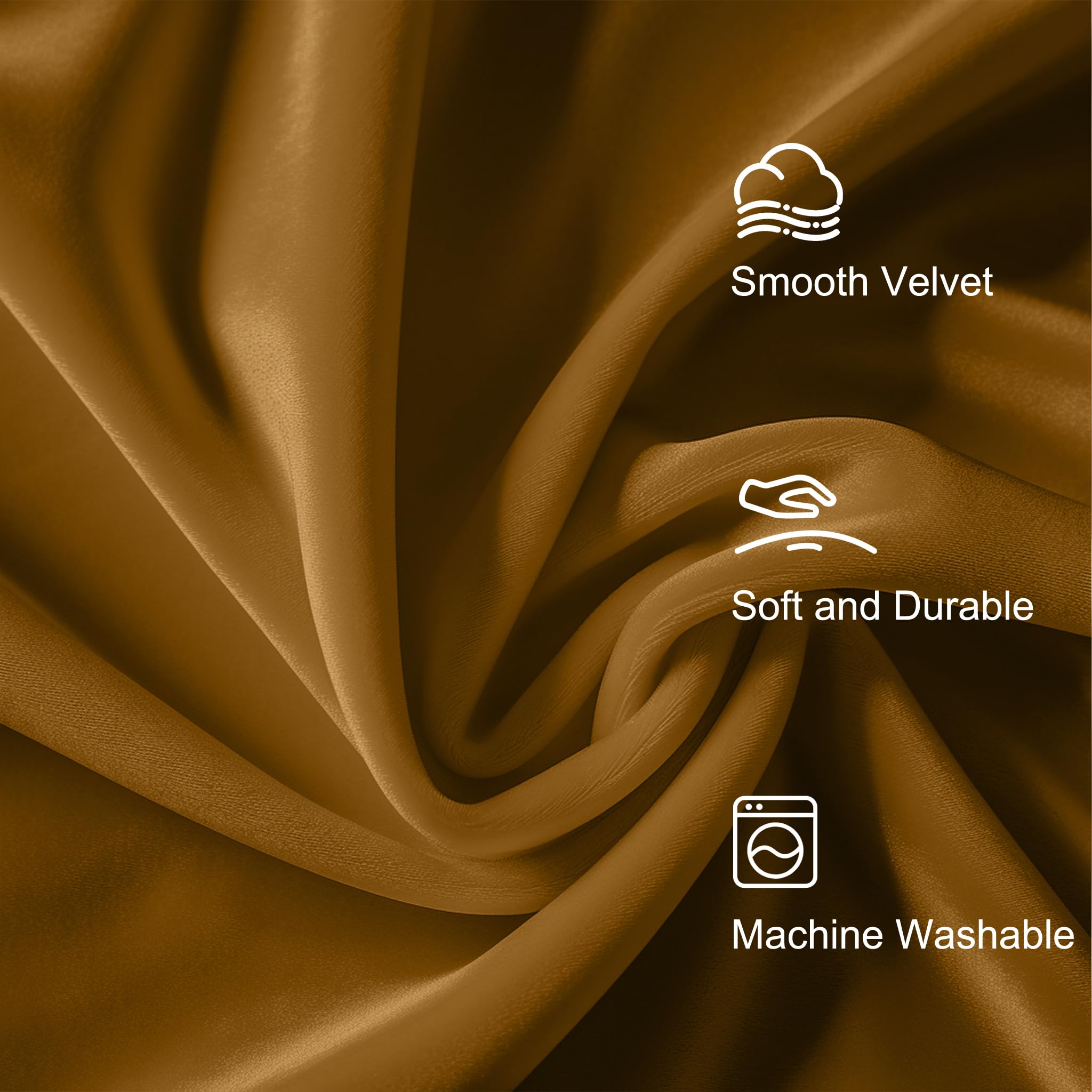 Lazzzy Blackout Velvet Curtains Gold Thermal Insulated Curtains 90 Inch Long Drapes For Bedroom Living Room Darkening Window Treatments Grommet Living Room Curtains Set Of 2 Panels Gold Brown