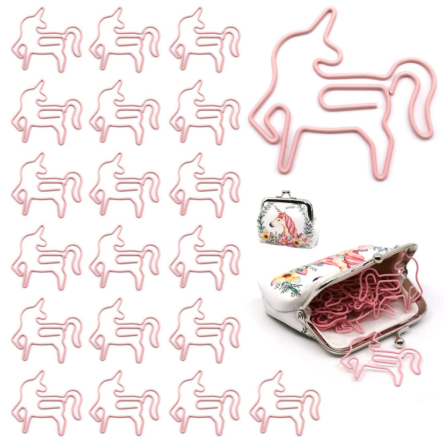 Unicorn Paper Clips, Cute Small Animal Shape Paperclips - Bookmark Clips Metal File Note Clips Page Marker For School Wedding Pa