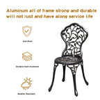 Jardin De Centennial Patio Bistro Set.Rust-Resistant Cast Aluminum Bistro Table Set With Umbrella Hole For Backyard (Leaf Designcopper)