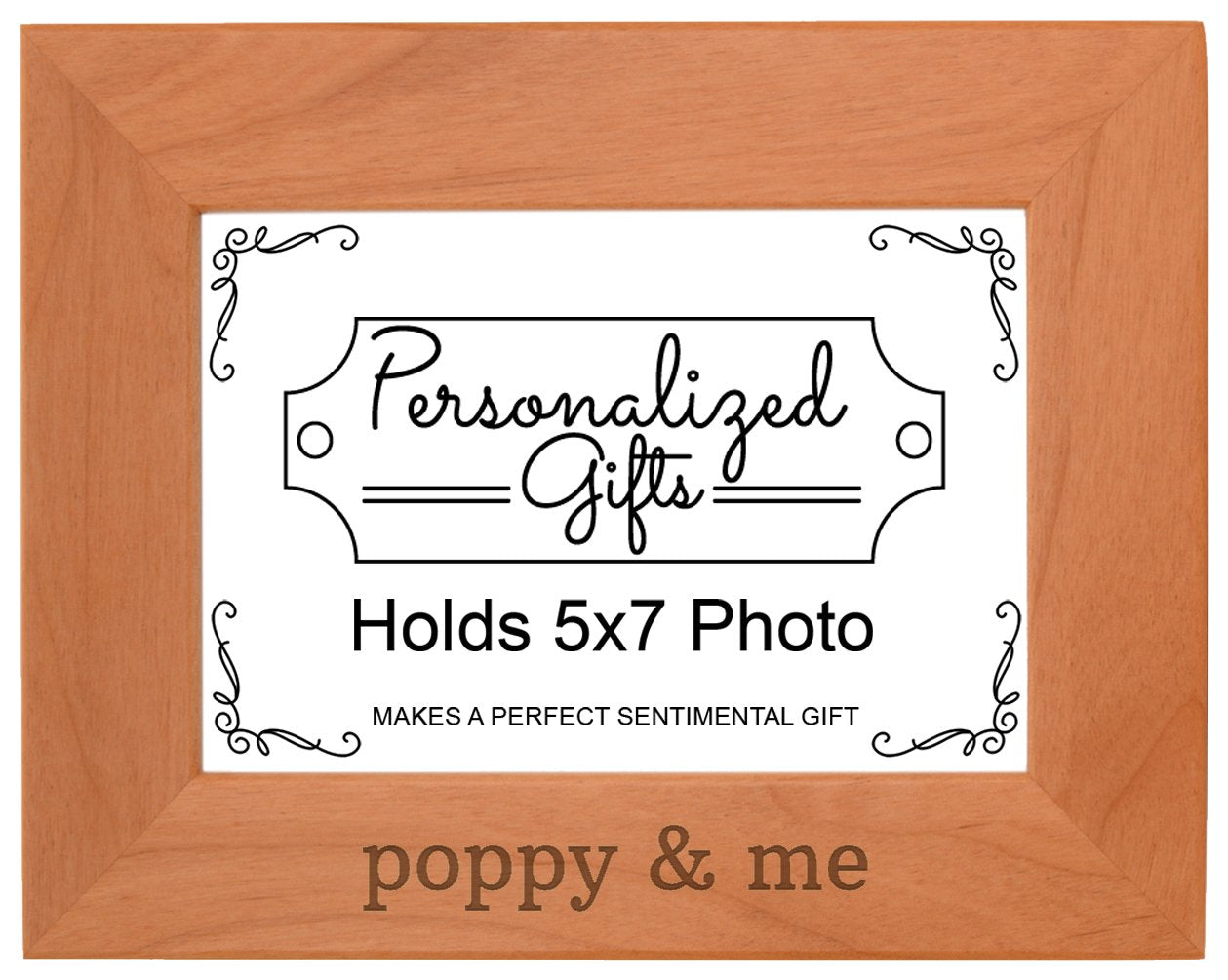 Personalized Gifts Grandpa Gift Poppy and Me Grandchild Natural Wood Engraved 5x7 Landscape Picture Frame Wood
