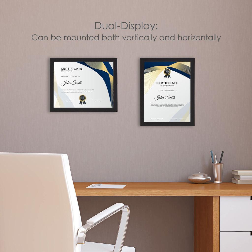Melannco 12X9.4 Inch Black Wood Certificate Frame- Displays One 8.5X11 Inch Document