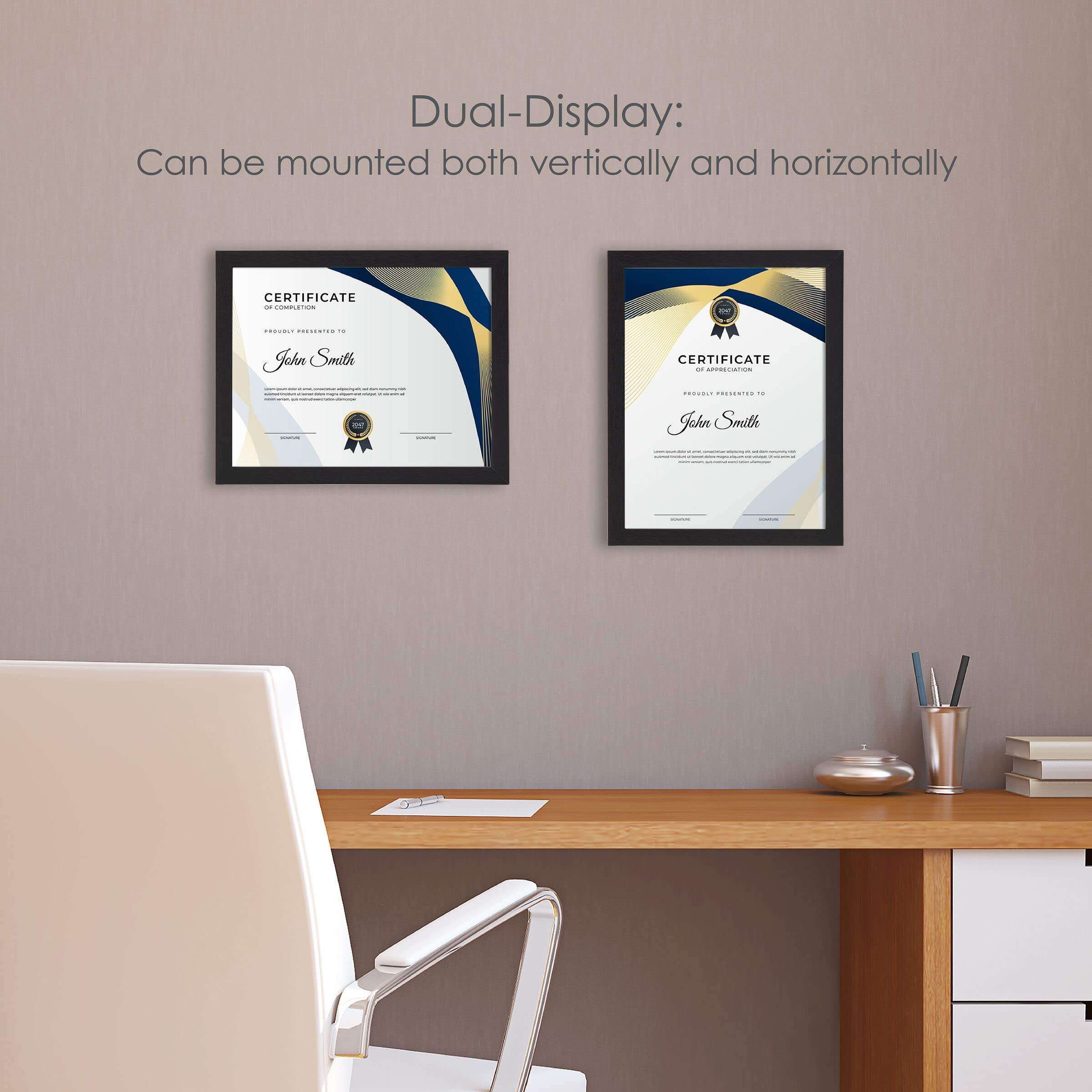 Melannco 12X9.4 Inch Black Wood Certificate Frame- Displays One 8.5X11 Inch Document