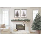 Sylvie Vintage Evergreen Fir Tree - 2 Piece Framed Canvas Art Set by The Creative Bunch Studio
