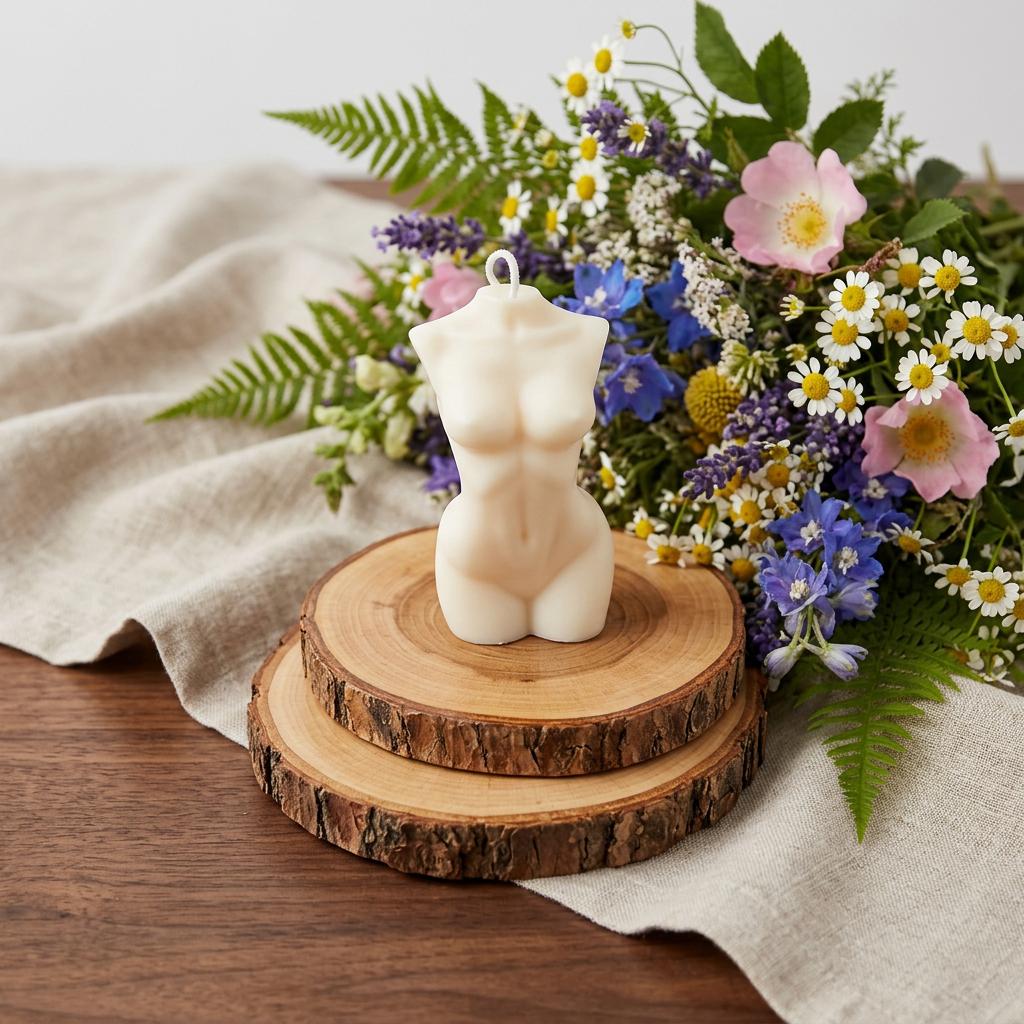 4 Ivory Unscented Dimensional Female Form Candle