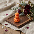 3 Inch Orange Unscented Dimensional Pumpkin Trio Soy Wax Candle