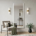65 Silver Lighted Wall Mounted And Leaning Frameless Full Length Hanging Mirror